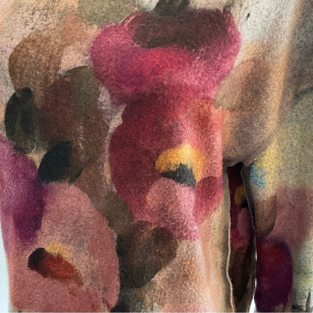 Trisha Tyler Floral Knit Sweater S Abstract Watercolor Pullover - Picture 12 of 16